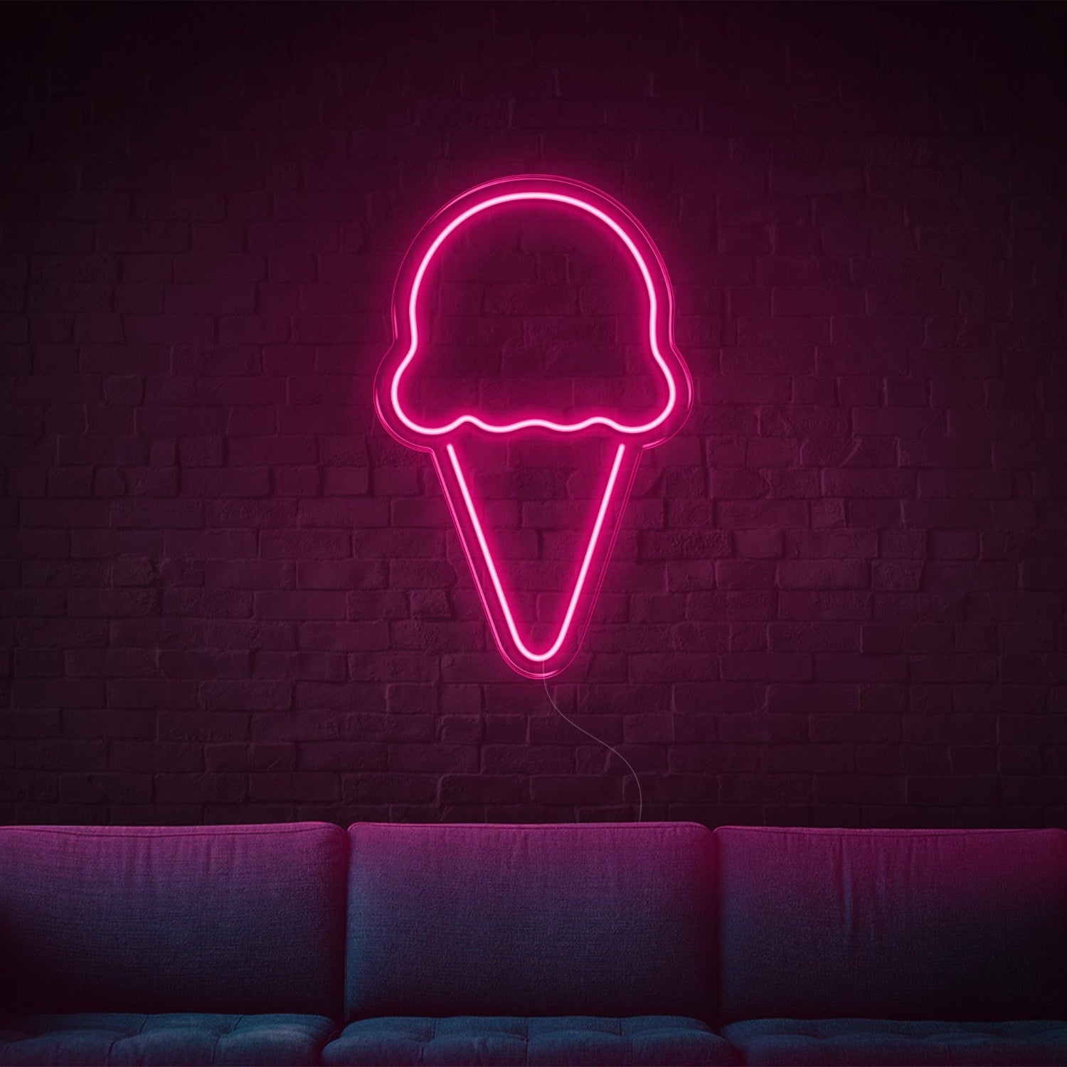 Bright Pink Ice Cream Cone Led Neon Sign For Home Cafe Decor | Shineneon