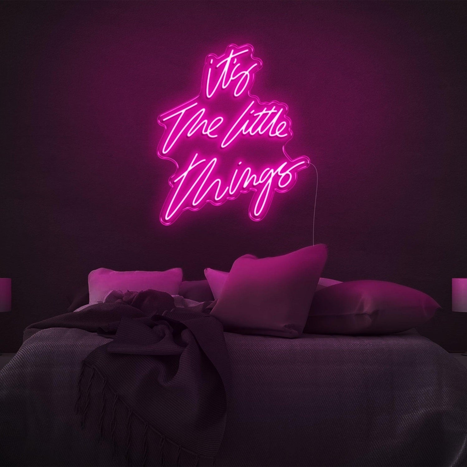 Bright Pink Its The Little Things Led Neon Sign Bedroom Decor | Shineneon