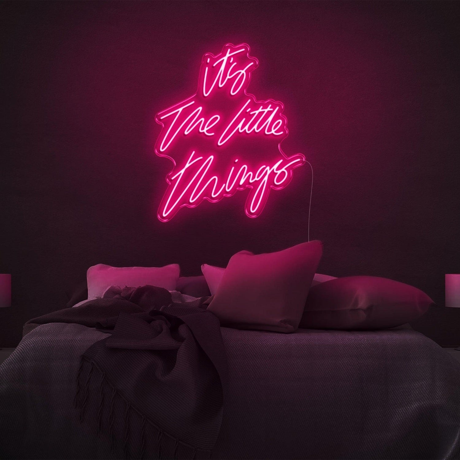 Bright Pink Its The Little Things Led Neon Sign Bedroom Decor | Shineneon