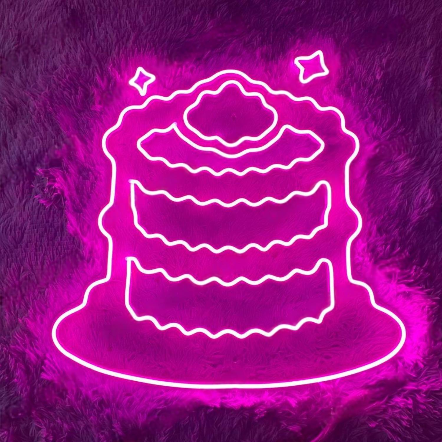 Bright Pink Layered Cake Led Neon Sign For Birthday Party Decor | Shineneon