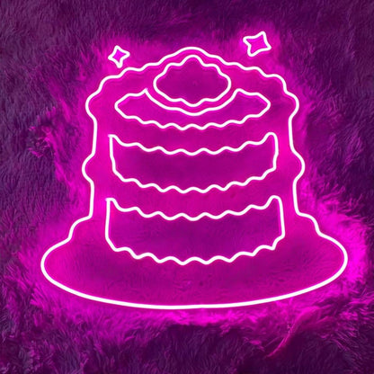 Bright Pink Layered Cake Led Neon Sign For Birthday Party Decor | Shineneon