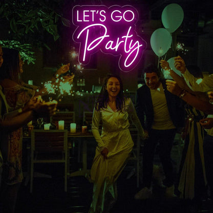 Bright Pink Lets Go Party Led Neon Sign For Bars Events | Shineneon
