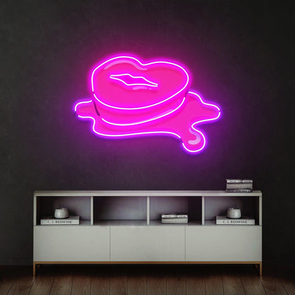 Bright Pink Melted Steak Uv Printed Led Neon Sign For Living Room Bar Decor | Shineneon