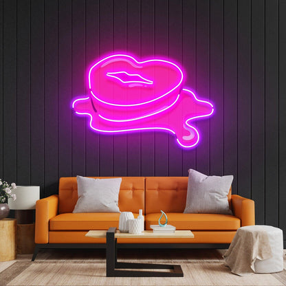 Bright Pink Melted Steak Uv Printed Led Neon Sign For Living Room Bar Decor | Shineneon