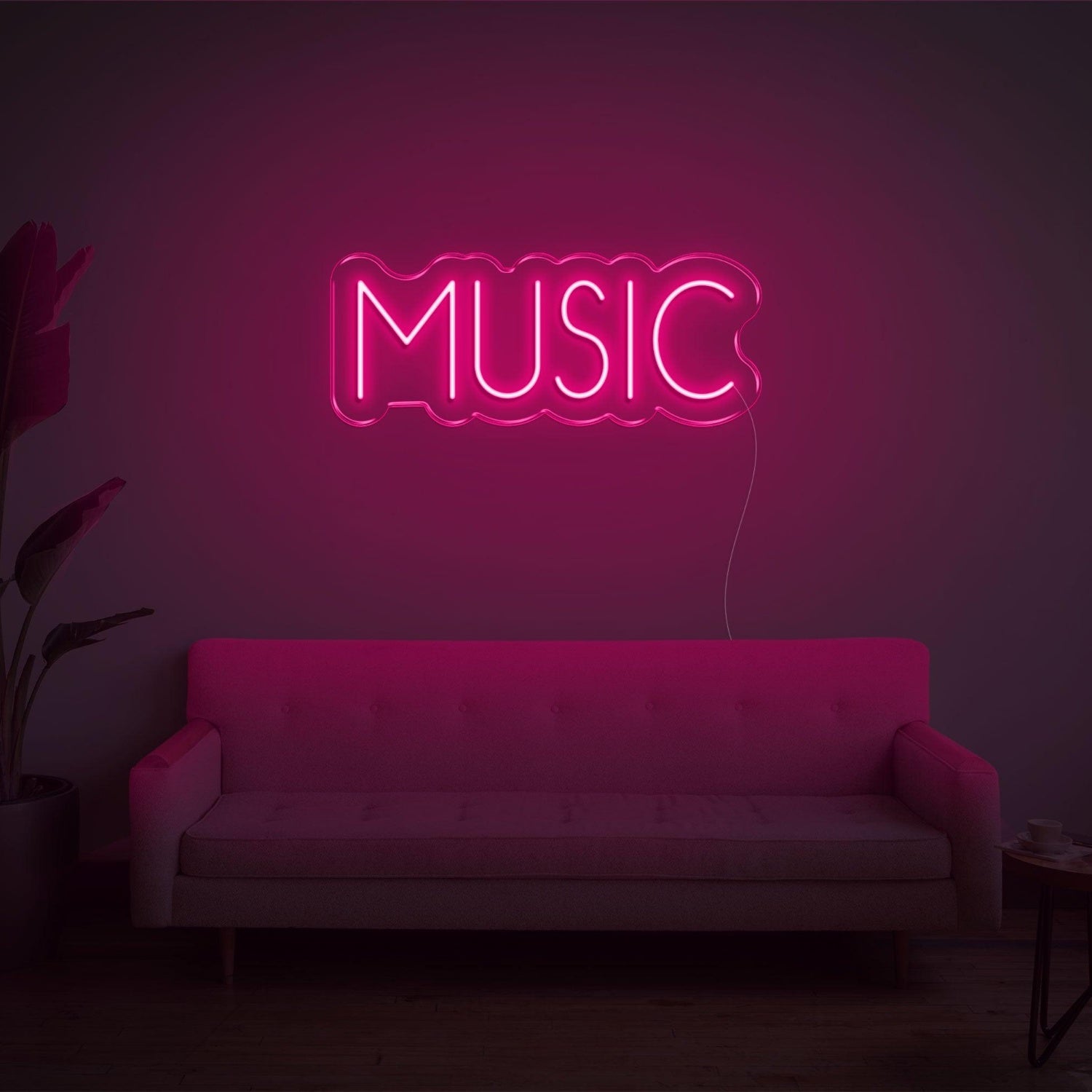 Bright Pink Music Text Led Neon Sign For Home Studio Bar Decor | Shineneon