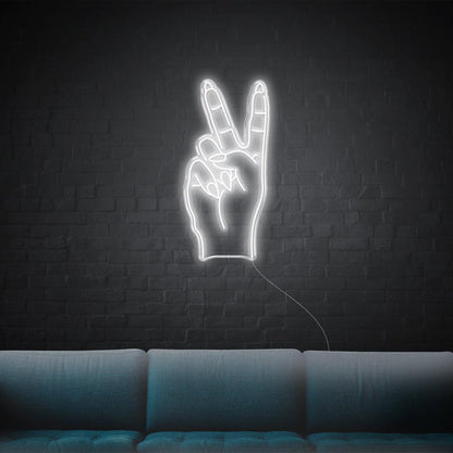 Bright Pink Peace V-Sign Led Neon Sign For Home Bar Wall Decor | Shineneon