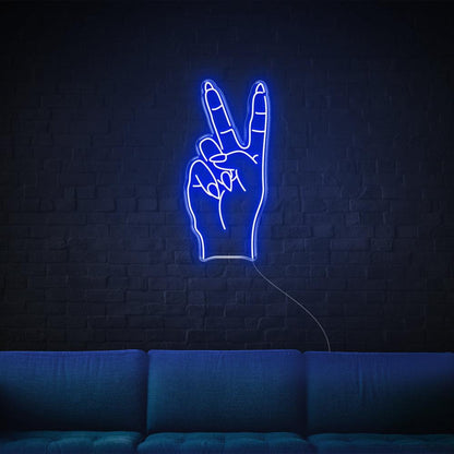Bright Pink Peace V-Sign Led Neon Sign For Home Bar Wall Decor | Shineneon