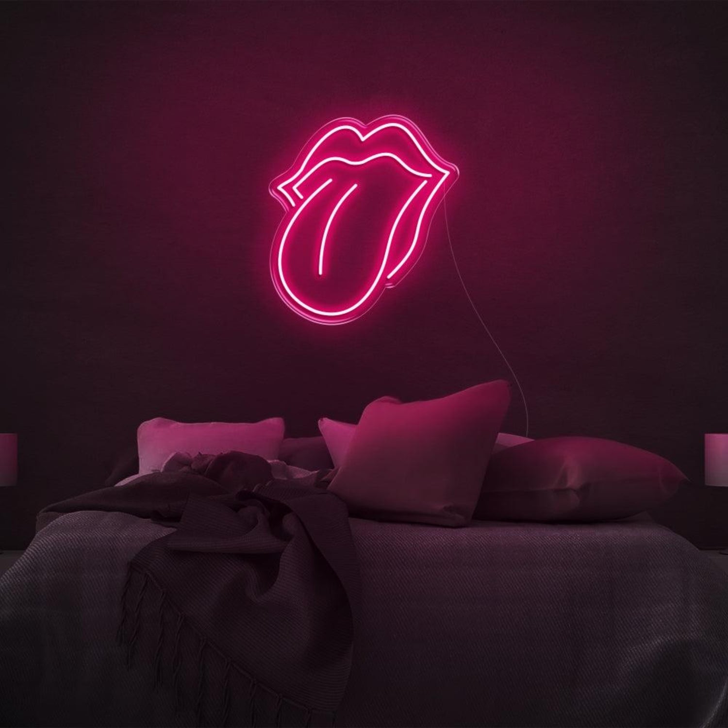 Bright Pink Rolling Stones Tongue Led Neon Sign For Rock Bedroom Decor | Shineneon