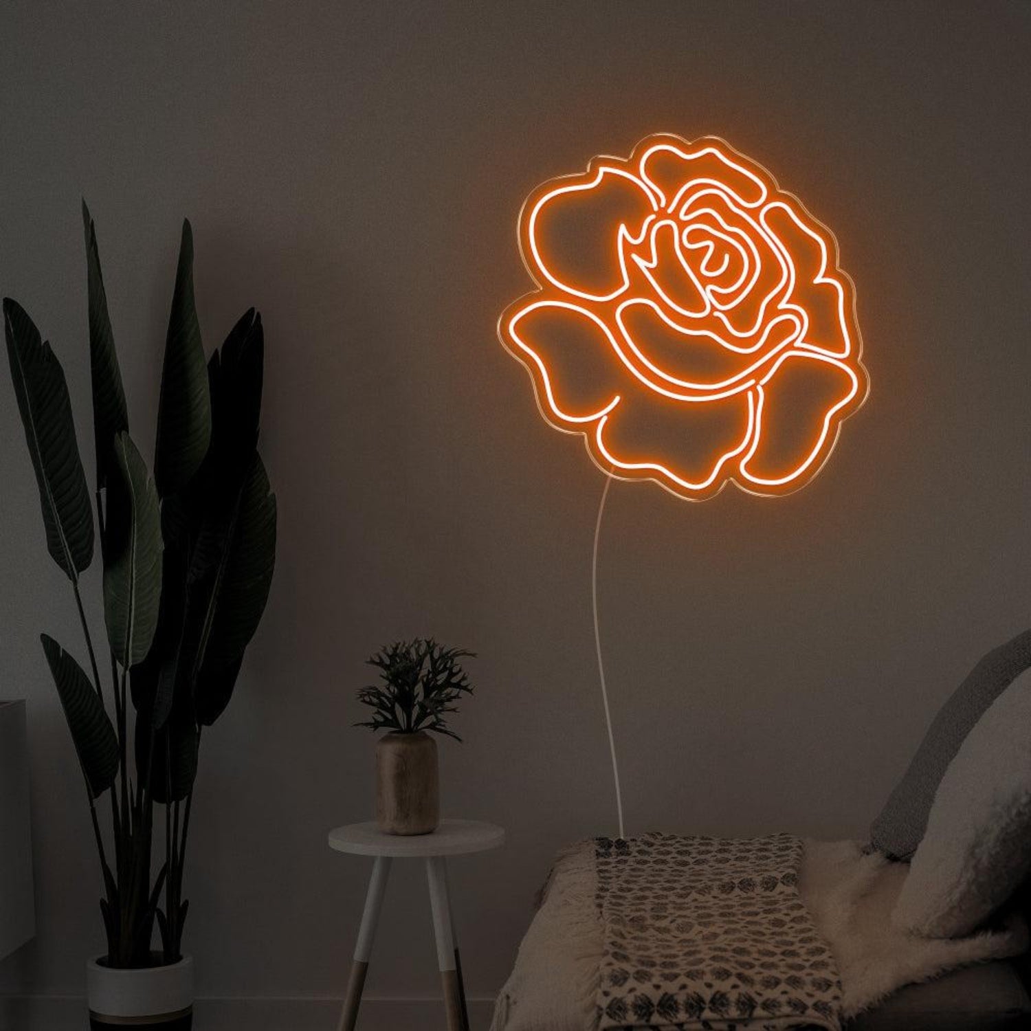 Bright Pink Rose Flower Led Neon Sign For Bedroom Wall Decor | Shineneon