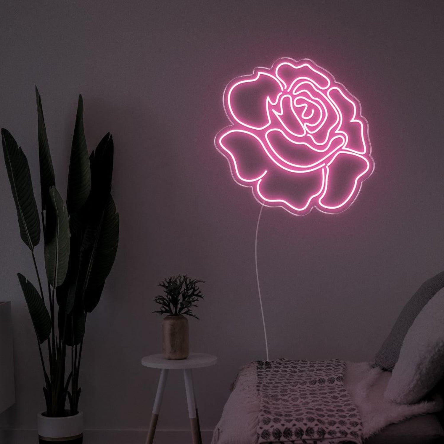 Bright Pink Rose Flower Led Neon Sign For Bedroom Wall Decor | Shineneon