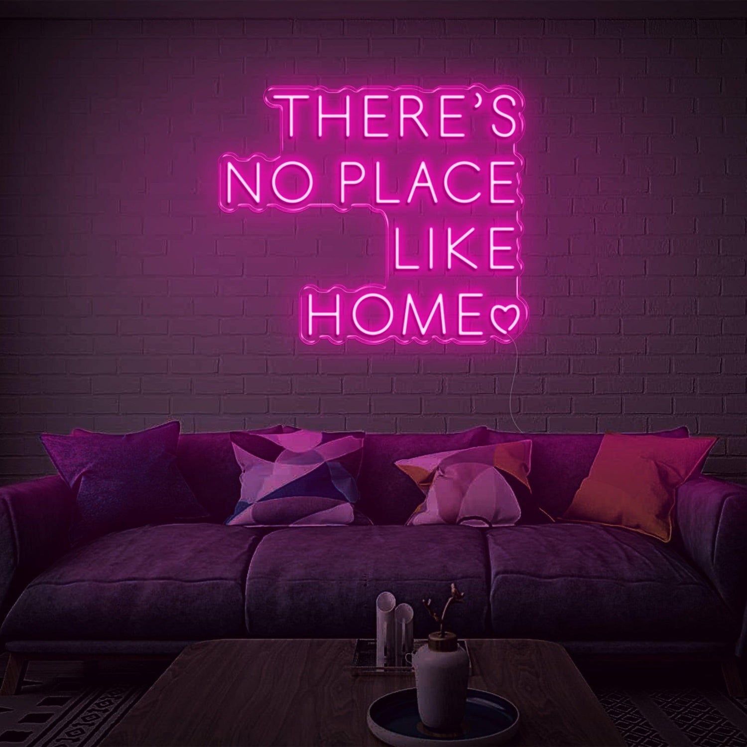 Bright Pink Theres No Place Like Home Led Neon Sign For Living Room Decor | Shineneon
