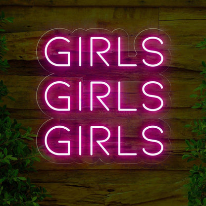 Bright Pink Trio Girls Led Neon Sign For Girls Bedroom Cafe Decor | Shineneon