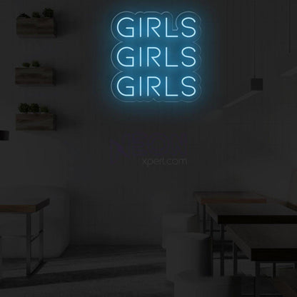Bright Pink Trio Girls Led Neon Sign For Girls Bedroom Cafe Decor | Shineneon