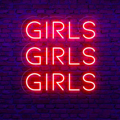 Bright Pink Trio Girls Led Neon Sign For Girls Bedroom Cafe Decor | Shineneon