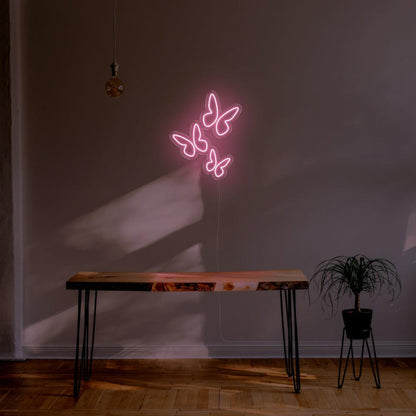 Bright Pink Triple Butterflies Led Neon Sign For Modern Home Decor | Shineneon