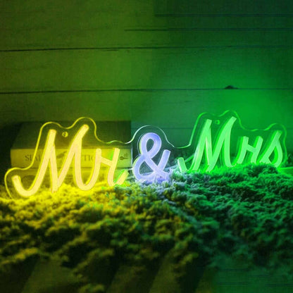 Bright Vivid Mr And Mrs Wedding Led Neon Sign | Shineneon