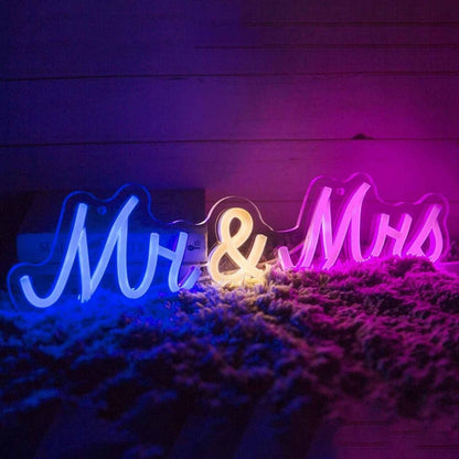 Bright Vivid Mr And Mrs Wedding Led Neon Sign | Shineneon