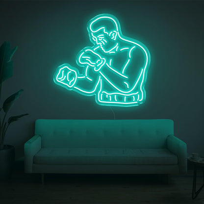 Bright Yellow Boxing Boxer Silhouette Led Neon Sign For Home Gym Wall Decor | Shineneon