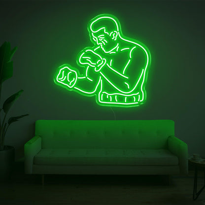 Bright Yellow Boxing Boxer Silhouette Led Neon Sign For Home Gym Wall Decor | Shineneon