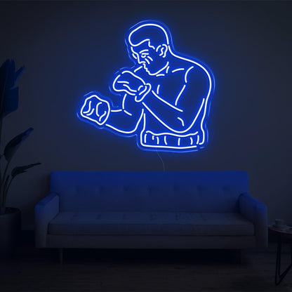 Bright Yellow Boxing Boxer Silhouette Led Neon Sign For Home Gym Wall Decor | Shineneon
