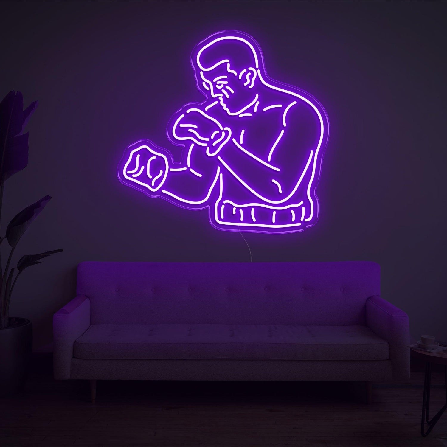 Bright Yellow Boxing Boxer Silhouette Led Neon Sign For Home Gym Wall Decor | Shineneon