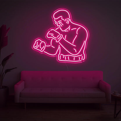 Bright Yellow Boxing Boxer Silhouette Led Neon Sign For Home Gym Wall Decor | Shineneon