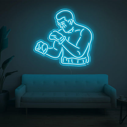 Bright Yellow Boxing Boxer Silhouette Led Neon Sign For Home Gym Wall Decor | Shineneon