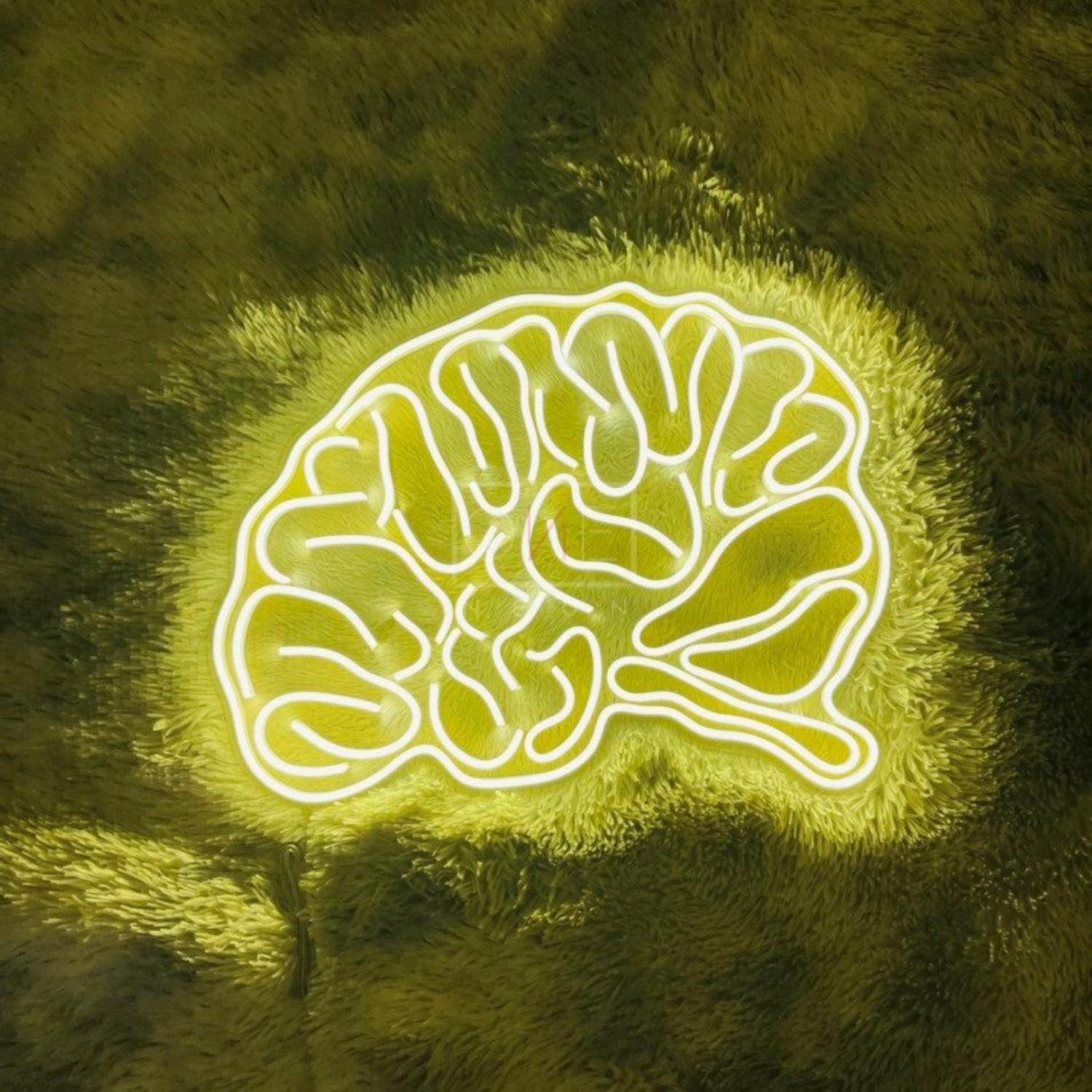 Bright Yellow Brain Art Led Neon Sign For Tech Spaces | Shineneon