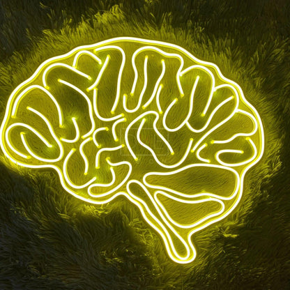 Bright Yellow Brain Art Led Neon Sign For Tech Spaces | Shineneon