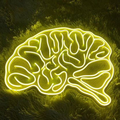Bright Yellow Brain Art Led Neon Sign For Tech Spaces | Shineneon