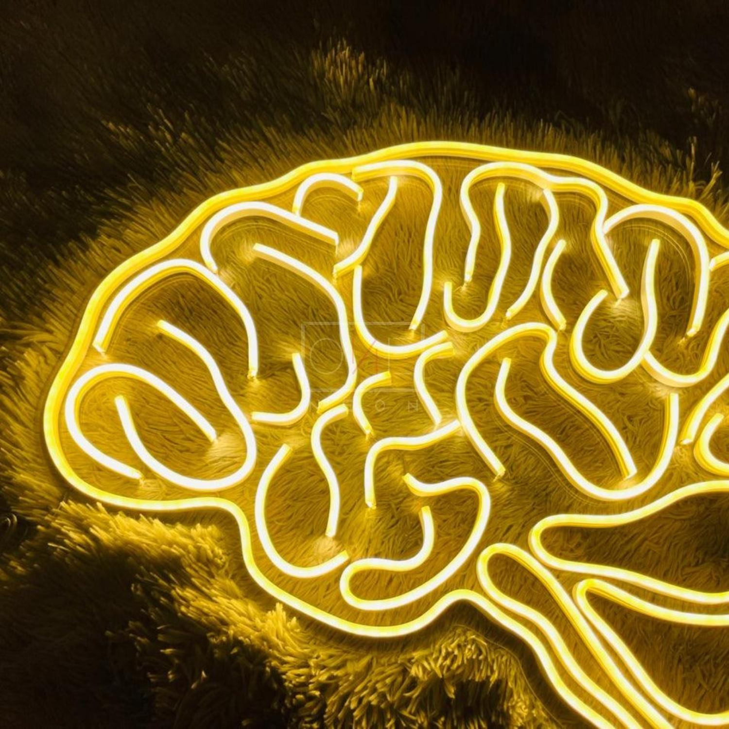 Bright Yellow Brain Art Led Neon Sign For Tech Spaces | Shineneon
