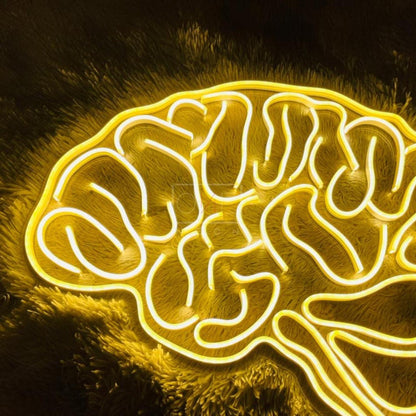 Bright Yellow Brain Art Led Neon Sign For Tech Spaces | Shineneon