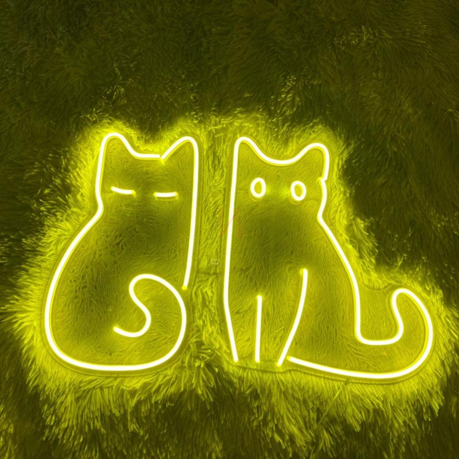 Bright Yellow Cartoon Cats Led Neon Sign For Pet Cafe And Bedroom Decor-1 | Shineneon