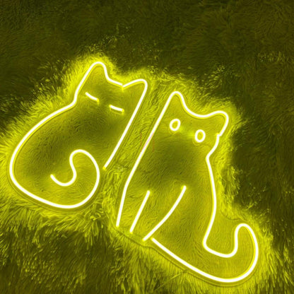 Bright Yellow Cartoon Cats Led Neon Sign For Pet Cafe And Bedroom Decor-1 | Shineneon