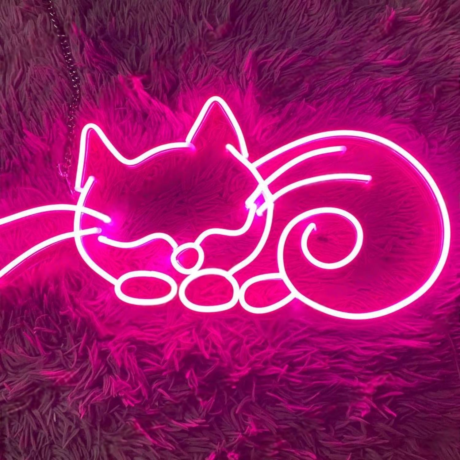 Bright Yellow Cartoon Cats Led Neon Sign For Pet Cafe And Bedroom Decor | Shineneon