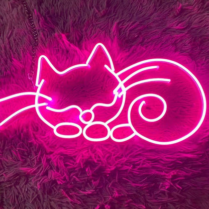 Bright Yellow Cartoon Cats Led Neon Sign For Pet Cafe And Bedroom Decor | Shineneon