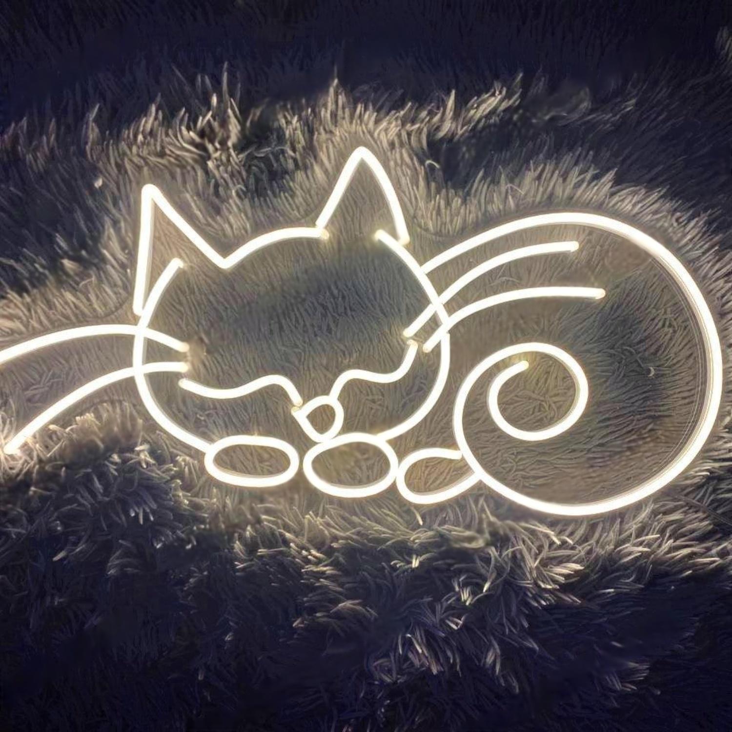 Bright Yellow Cartoon Cats Led Neon Sign For Pet Cafe And Bedroom Decor | Shineneon