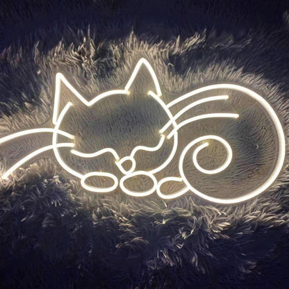 Bright Yellow Cartoon Cats Led Neon Sign For Pet Cafe And Bedroom Decor | Shineneon