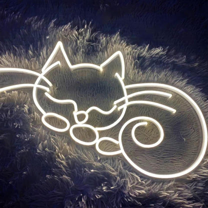 Bright Yellow Cartoon Cats Led Neon Sign For Pet Cafe And Bedroom Decor | Shineneon