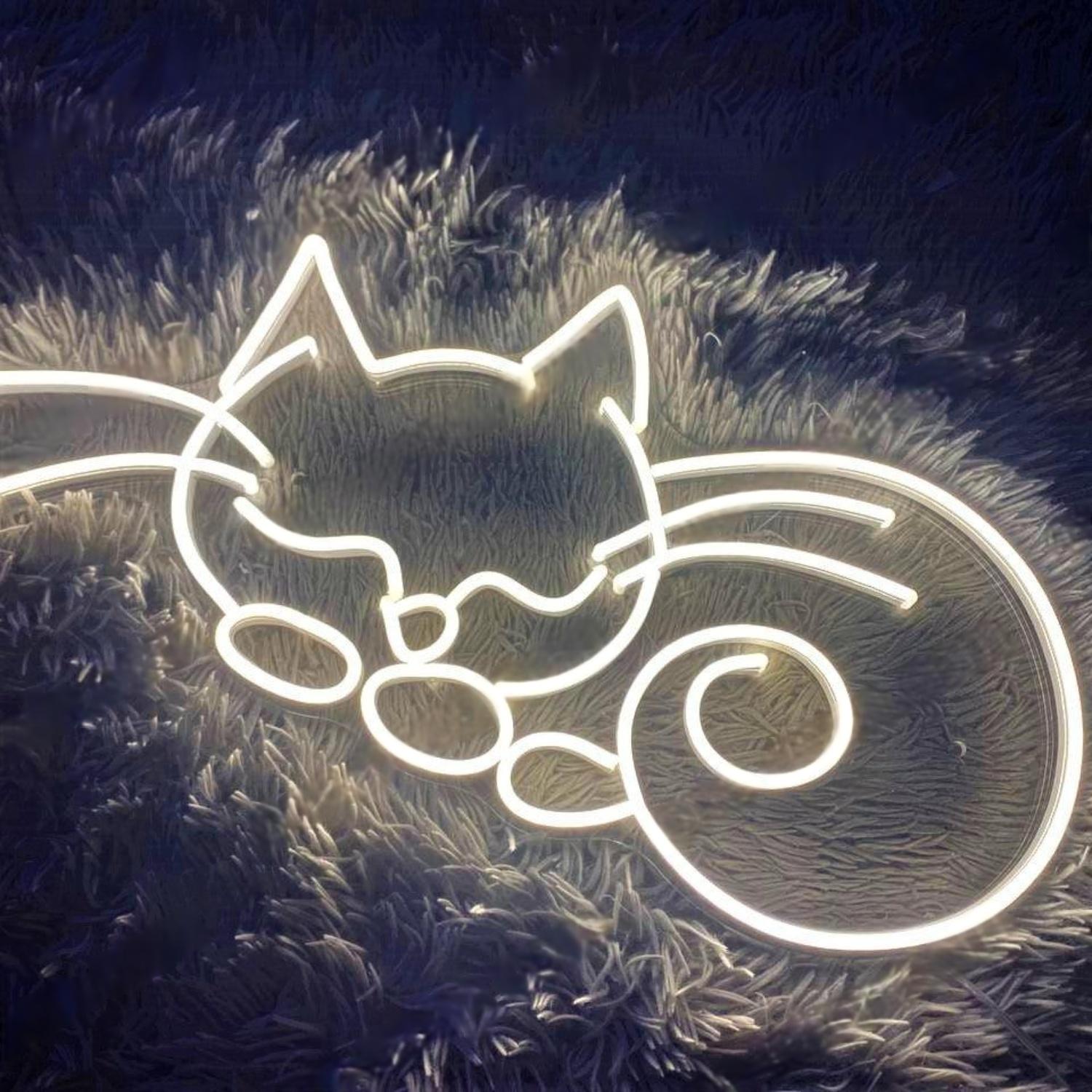 Bright Yellow Cartoon Cats Led Neon Sign For Pet Cafe And Bedroom Decor | Shineneon