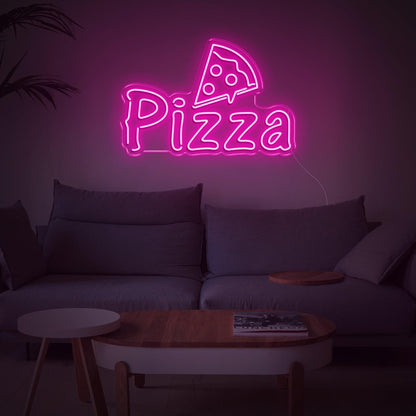 Bright Yellow Cartoon Pizza Led Neon Sign For Home Kitchen Pizza Shop Decor | Shineneon