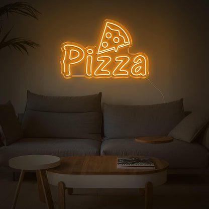 Bright Yellow Cartoon Pizza Led Neon Sign For Home Kitchen Pizza Shop Decor | Shineneon