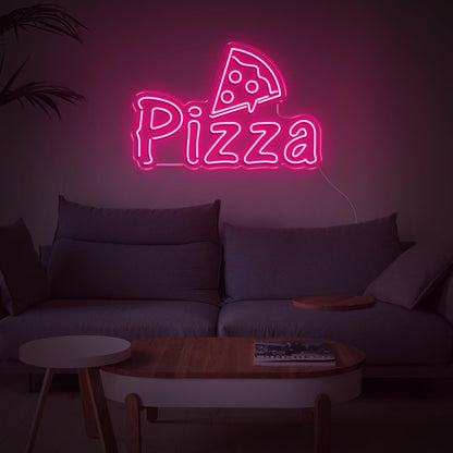 Bright Yellow Cartoon Pizza Led Neon Sign For Home Kitchen Pizza Shop Decor | Shineneon