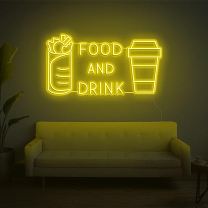 Bright Yellow Food Drink Led Neon Sign With Burrito Cup Design For Restaurant Decor | Shineneon