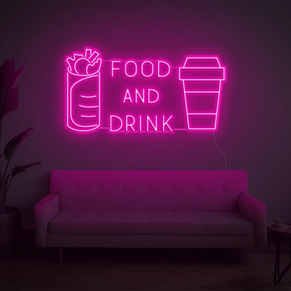 Bright Yellow Food Drink Led Neon Sign With Burrito Cup Design For Restaurant Decor | Shineneon