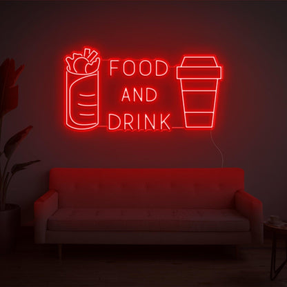 Bright Yellow Food Drink Led Neon Sign With Burrito Cup Design For Restaurant Decor | Shineneon