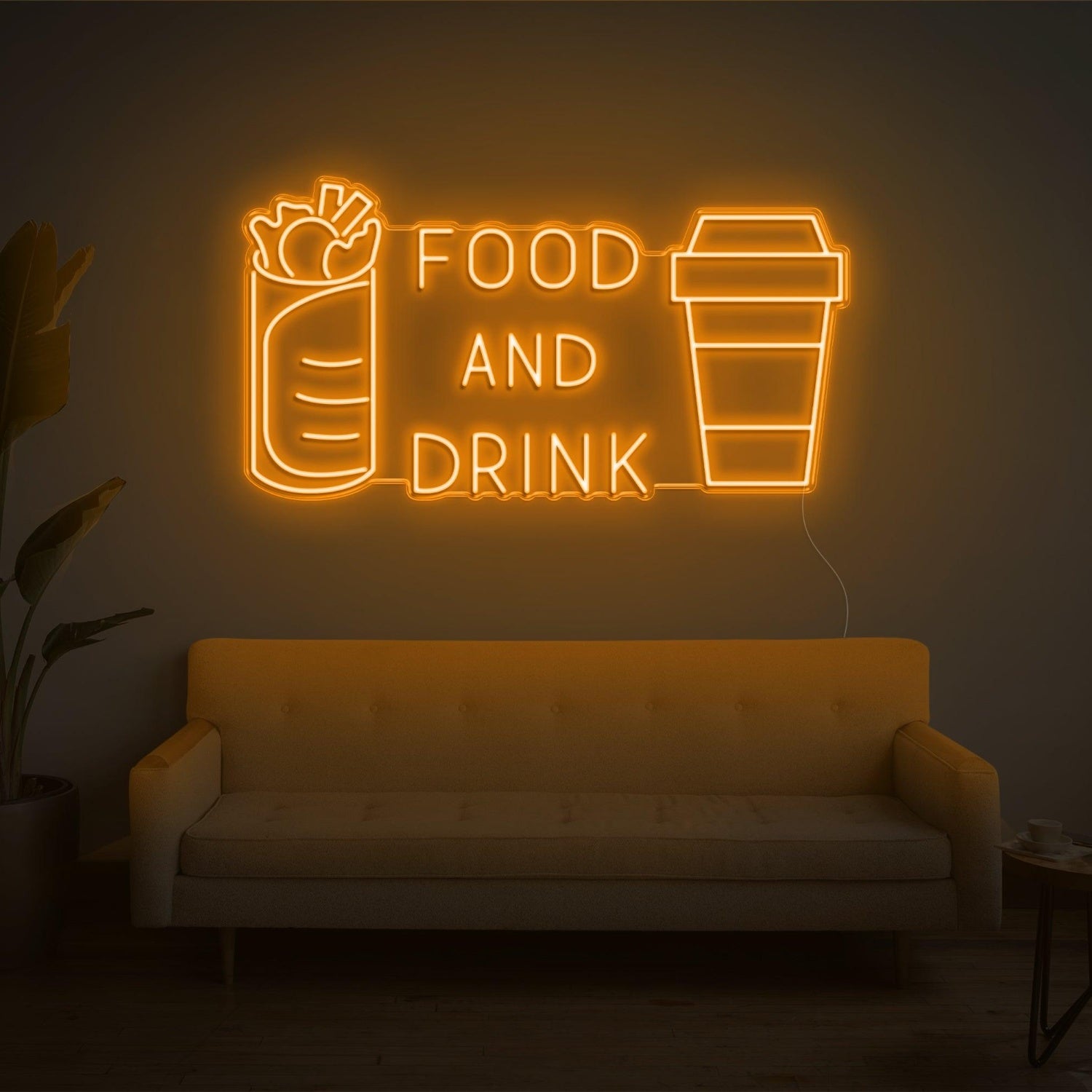 Bright Yellow Food Drink Led Neon Sign With Burrito Cup Design For Restaurant Decor | Shineneon