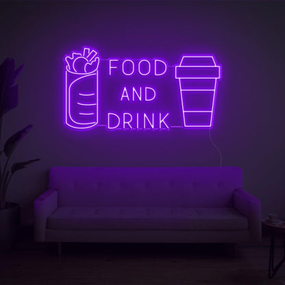 Bright Yellow Food Drink Led Neon Sign With Burrito Cup Design For Restaurant Decor | Shineneon