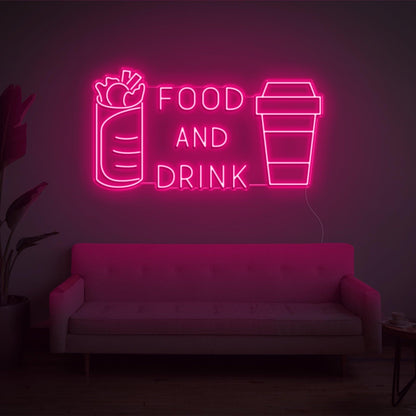 Bright Yellow Food Drink Led Neon Sign With Burrito Cup Design For Restaurant Decor | Shineneon