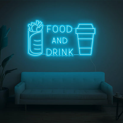 Bright Yellow Food Drink Led Neon Sign With Burrito Cup Design For Restaurant Decor | Shineneon